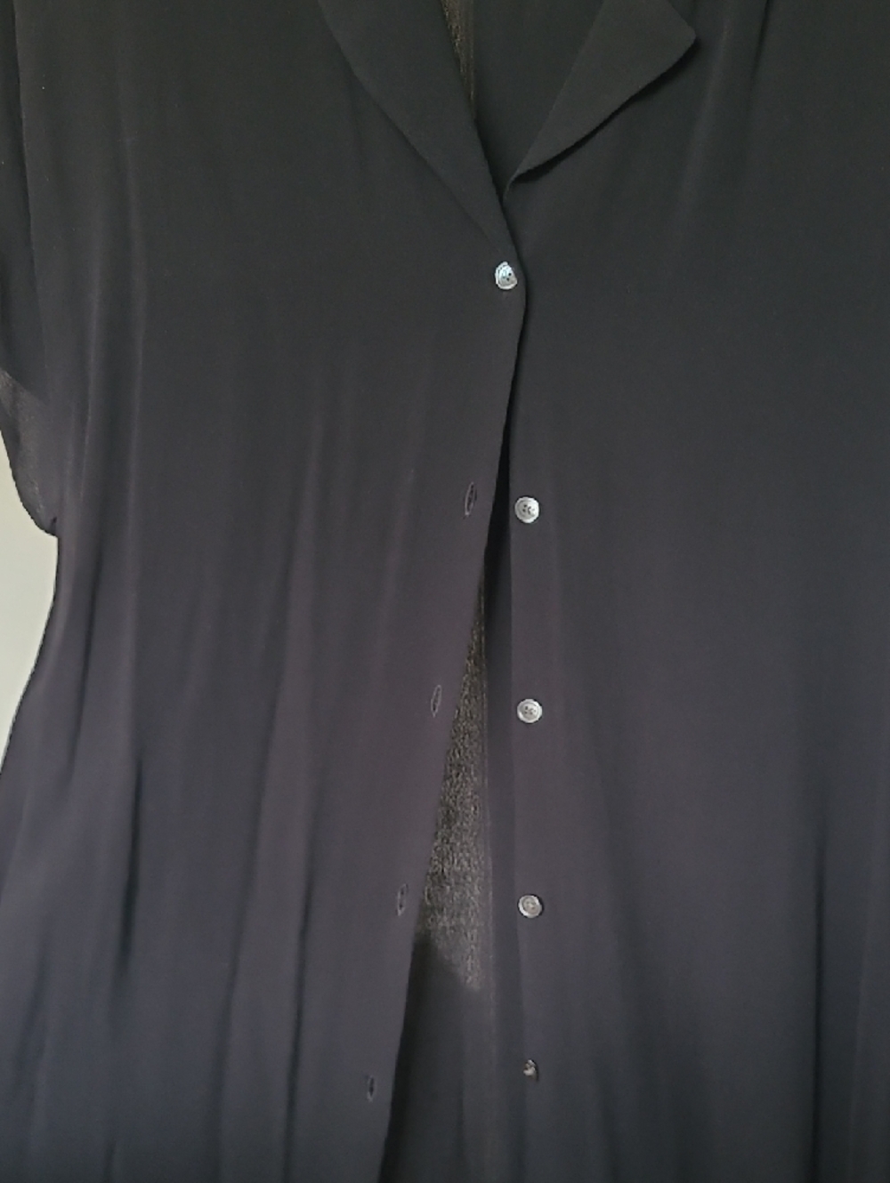 Wilfred Black Button-Up Shirt Dress Large Short Sleeve Flowy - Picture 9 of 11